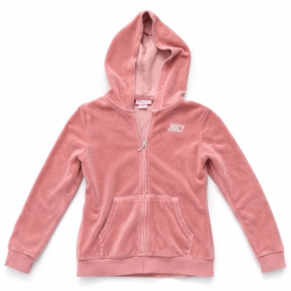 Juicy Couture Kids Velour Hoodie in Soft Pink
